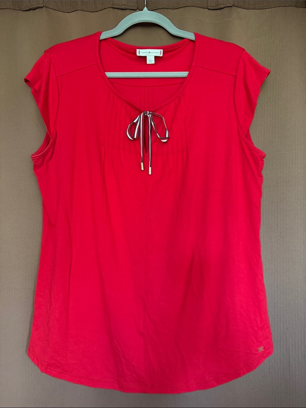 NWOT Tommy Hilfiger Red Blouse with Bow Detail